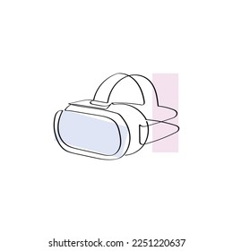 Line art of a person wearing Virtual reality headset. Isolated vector with transparent background. New normal and Future.