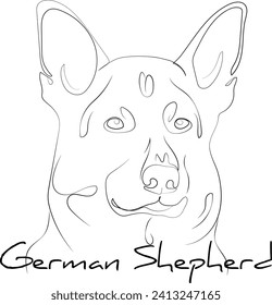 Line art of pet German Shepherd