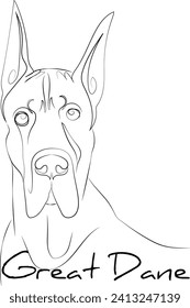 Line art of pet Great Dane