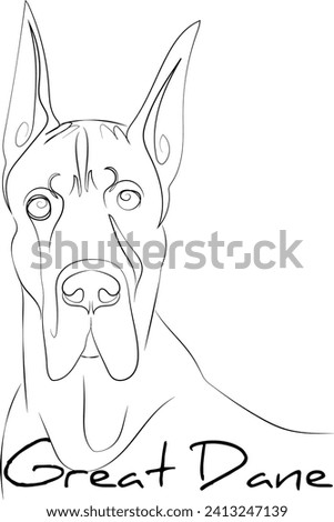 Line art of pet Great Dane