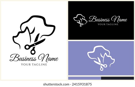 line art pet grooming logo