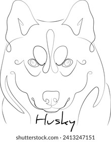 Line art of pet Husky