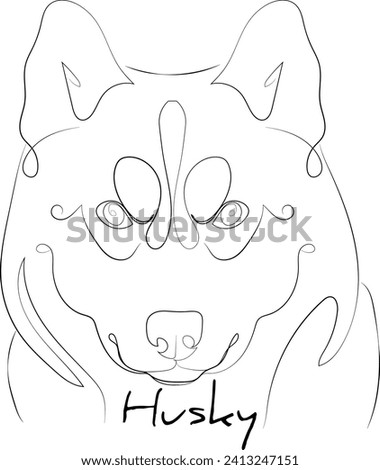 Line art of pet Husky