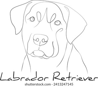 Line art of pet Labrador Retriever