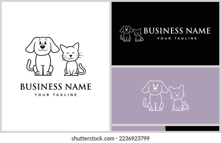 plantilla de logotipo de mascotas de línea