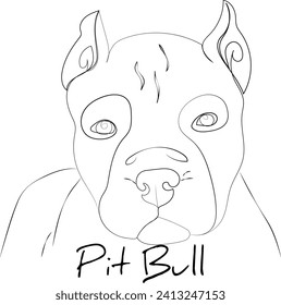 Line art of pet Pit Bull