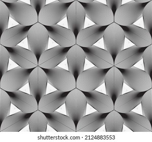 Line art petals flower shape vector background. Seamless pattern wallpaper