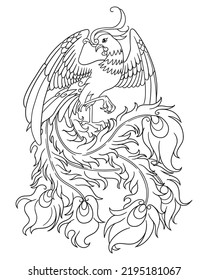 Line art of Phoenix bird. Vector Illustration