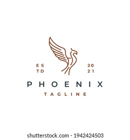 Line Art Phoenix Logo Design Vector Template