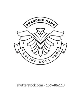 line art phoenix logo premium vector , line art eagle logo for your brand