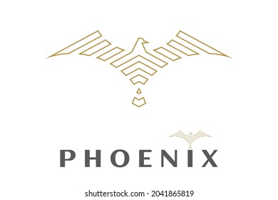 Line Art Phoenix Logo Vector in Linear Design Template