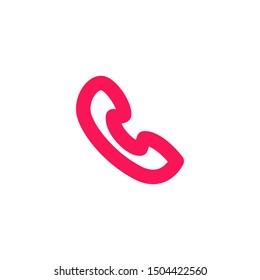  line art phone icon, hand phone icon vector , modern pink color on white background