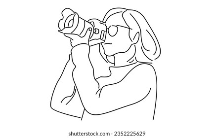 line art of photographer vector illustration