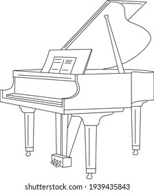 Line Art. Piano. Vector Illustration.