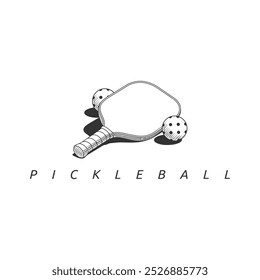 Raqueta de pickleball del arte de la línea con dos bolas