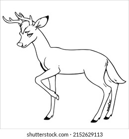 Line art pictures of black and white deer