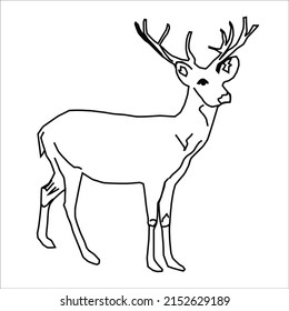 Line art pictures of black and white deer