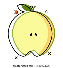 line art a piece of apple fruit flat design. vector illustration