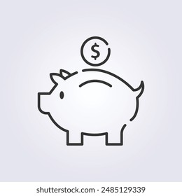 diseño de la Ilustración vectorial del logotipo del icono de piggybank, icono del ahorrador del dinero del cerdo, para el negocio y el símbolo financiero