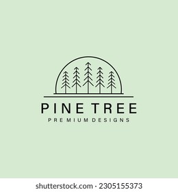 line art pine tree logo minimalist vector symbol illustration design