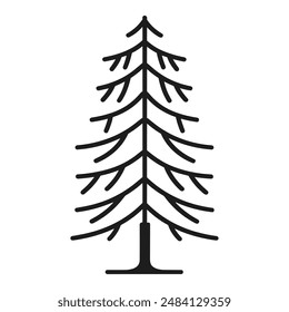 Line art pine tree vector icon style
