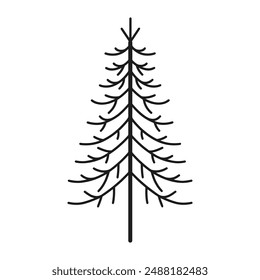 Line art pine tree vector icon style