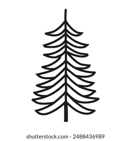 Line art pine tree vector icon style