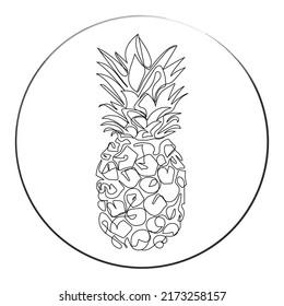 Line art pineapple continuous line for decoration design. Outline simple vector illustration. healthy organic pineapple for orchard logo identity. Fresh summer fruitage concept for fruit garden icon.