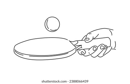 line art of ping pong rackets and ball