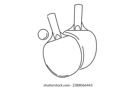 line art of ping pong rackets and ball