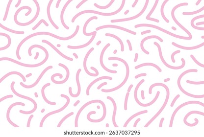 Line art pink doodle pattern background. Fun joy ornament design 