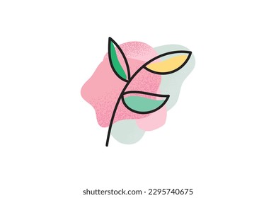 Line Art pink lily flower Abstract Shape In pink pastel Color