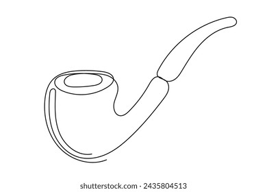 Line Art Pipe Illustration. Simple Abstract Pipe Sketch Symbol Isolated On White Background. Continuous Editable Contour Line Drawing. 