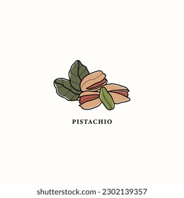 Dibujo de nueces de pistacho de arte de línea