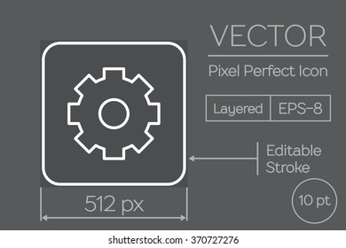 Line Art Pixel Perfect Icon - Gear. Vector editable pictogram