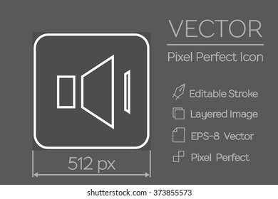 Line Art Pixel Perfect Icon - Speaker. Vector editable pictogram