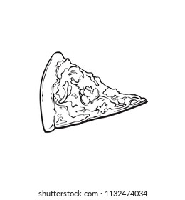 Line art of pizza slice, vector illustration isolated on white background