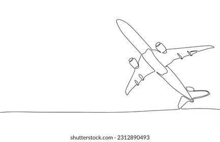Line art, plane. Isolated plane one line continuous outline vector illustration. 