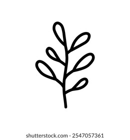 Line Art Plant Icons, Leafy Herbal Plant Illustrations for Decoration and Ornament, Leaf Icons