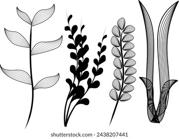 LINE ART PLANT VECTOR, SUITABLE FOR ORNAMENT DESIGN