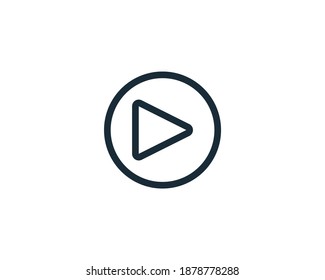 Line Art Play Button Icon Vector Logo Template Illustration Design