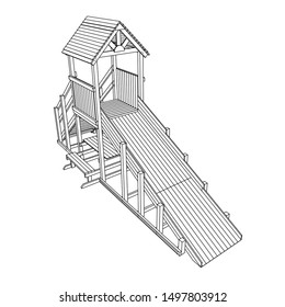 line art of playground. Coloring page - playground - illustration for the children