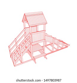 line art of playground. Coloring page - playground - illustration for the children