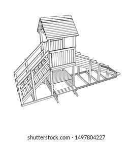 line art of playground. Coloring page - playground - illustration for the children