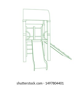 line art of playground. Coloring page - playground - illustration for the children