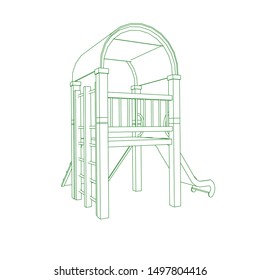 line art of playground. Coloring page - playground - illustration for the children