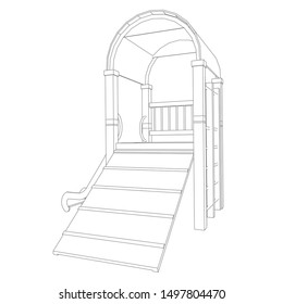 line art of playground. Coloring page - playground - illustration for the children