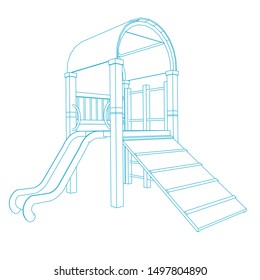 line art of playground. Coloring page - playground - illustration for the children
