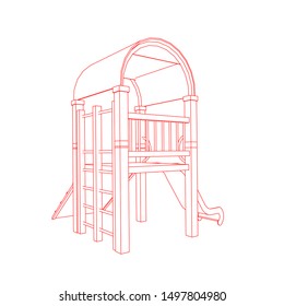 line art of playground. Coloring page - playground - illustration for the children