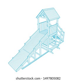 line art of playground. Coloring page - playground - illustration for the children